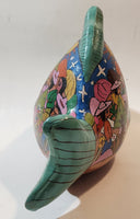 Vintage Talavera Style Tropical Fish with Hand Painted Scenes 10" Long Terracotta Sculpture