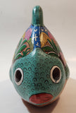 Vintage Talavera Style Tropical Fish with Hand Painted Scenes 10" Long Terracotta Sculpture