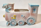 Vintage Napco No. 5999 Train Locomotive Shaped 7 1/2" Long Ceramic Planter Made in Japan