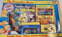 1996 The Berenstain Bears the Attic Treasure and Substitute Teacher Family Time Sound Package 2 Books Cassette and Cassette Player New in Box