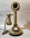 Vintage 1970s Decotel White Ivory Candle Stick Rotary Telephone Phone