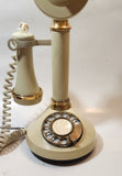 Vintage 1970s Decotel White Ivory Candle Stick Rotary Telephone Phone