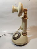 Vintage 1970s Decotel White Ivory Candle Stick Rotary Telephone Phone