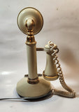 Vintage 1970s Decotel White Ivory Candle Stick Rotary Telephone Phone