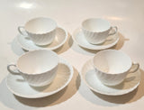 1950s Minton China White Tea Cup and Saucer Set of 4