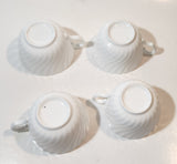 1950s Minton China White Tea Cup and Saucer Set of 4