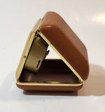 Vintage 1970s Equity Brown Pocket Size Folding Travel Alarm Clock in Case