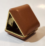 Vintage 1970s Equity Brown Pocket Size Folding Travel Alarm Clock in Case
