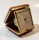 Vintage 1970s Equity Brown Pocket Size Folding Travel Alarm Clock in Case