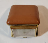 Vintage 1970s Equity Brown Pocket Size Folding Travel Alarm Clock in Case