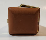 Vintage 1970s Equity Brown Pocket Size Folding Travel Alarm Clock in Case