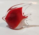 Vintage Murano Style Clear Red White Tropical Fish Angelfish 3 1/4" Tall Art Glass Ornament