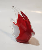 Vintage Murano Style Clear Red White Tropical Fish Angelfish 3 1/4" Tall Art Glass Ornament
