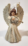 Angel Playing Violin 3 3/4" Hanging Ceramic Christmas Tree Ornament