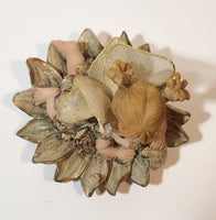 Angel Girl Child Lying on Flower 2 1/2" Tall Resin Figurine