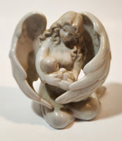 Russ Berrie 15483 Angel Holding New Born Infant 3 1/2" Tall Porcelain Figurine Candle Holder