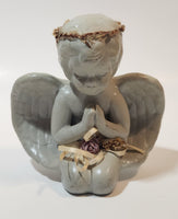 Angel Kneeling and Praying Grey 4 1/2" Tall Ceramic Figurine