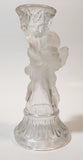 Cherub Themed Frosted and Clear Glass 6 1/2" Tall Candle Holder
