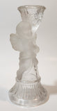 Cherub Themed Frosted and Clear Glass 6 1/2" Tall Candle Holder