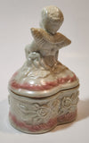 Angel Sitting White Pink 5" Porcelain Trinket Box