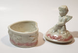 Angel Sitting White Pink 5" Porcelain Trinket Box