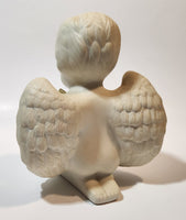 Carlton Cards Boy Angel Kneeling and Praying with Gold Glitter Bow 5" Tall Ceramic Figurine