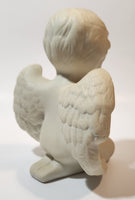 Carlton Cards Boy Angel Kneeling and Praying with Gold Glitter Bow 5" Tall Ceramic Figurine