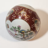 Hand Painted Flowers Birds Nature Scenery 4 1/4" Tall Porcelain Egg Ornament