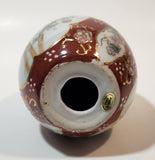 Hand Painted Flowers Birds Nature Scenery 4 1/4" Tall Porcelain Egg Ornament