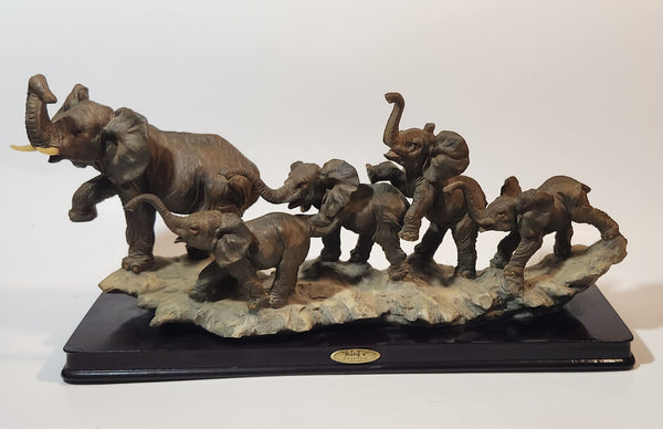 Ruby's Collection 13 3/4" Elephant Family Sculpture on Wood Base
