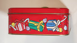 1998 Warner Bros. Looney Tunes Marvin The Martian In Space Style Christmas Sleigh Embossed Tin Metal Container