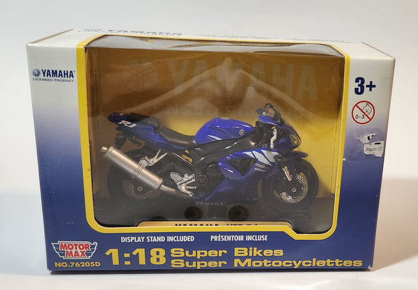 Motor Max Super Bikes No. 76205D Yamaha YZF-R1 Motor Cycle Black 1:18 Scale Die Cast Toy Car Vehicle New in Box