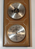 Vintage Sabre Baromaster Brown Leather Covered 5 1/2" x 14 3/4" Thermometer Barometer Hygrometer Weather Station