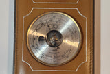 Vintage Sabre Baromaster Brown Leather Covered 5 1/2" x 14 3/4" Thermometer Barometer Hygrometer Weather Station