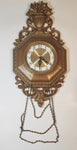 Vintage 1963 Syroco #4780 Ornate 13" x 26 3/4" Wall Clock with Chain Hanging