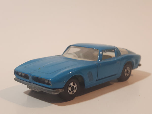 Vintage 1971 Lesney Matchbox Series No. 14 Iso Grifo Light Blue Die Cast Toy Car Vehicle with Opening Doors