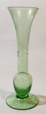 Vintage Berry Plant Etched Green Glass 6" Tall Bud Vase