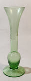 Vintage Berry Plant Etched Green Glass 6" Tall Bud Vase