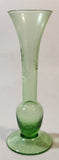 Vintage Berry Plant Etched Green Glass 6" Tall Bud Vase