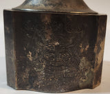 1995 Hudson's Bay Company Celebrating 325 Years Commemorative Silver Plated Zinc Tea Caddy with Red Velvet Lining