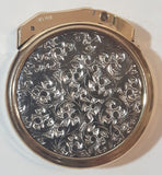 Vintage Fisher Mother of Pearl Abalone Shell Engraved Gold Tone Round Shaped Lighter Made in Japan