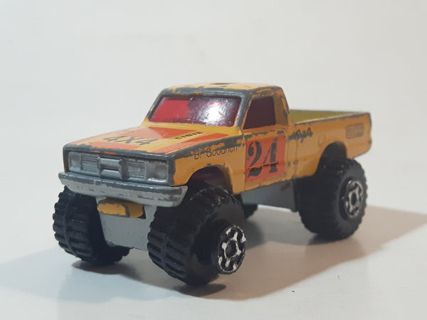 1983 Matchbox Superfast Open Back Truck 4x4 #24 Yellow Die Cast Toy Car Vehicle Made in Thailand
