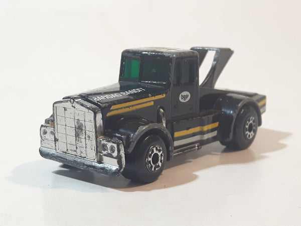 1983 Matchbox Kenworth Semi Truck Bandag Bandit Black Die Cast Toy Car Vehicle Made in Macau