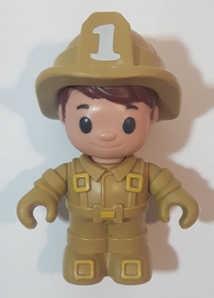 Chap Mei Tiny Kiddom Tan Firefighter #1 Brown 2 5/8" Toy Figure
