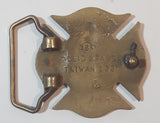 Vintage 1970s BBB FD Fire Department Solid Brass Belt Buckle 883 Taiwan