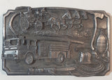 Vintage 1985 Siskiyou Fire Truck and Horse Drawn Wagon Fire Truck Belt Buckle