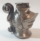 Vintage Medieval Knight Helmet Shaped Heavy Metal Table Top Gas Lighter with Inner Storage