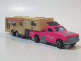 Vintage Majorette Camping Car Truck Pink and 5th Wheel Trailer Camping Car Deluxe Cream White Die Cast Toy Car Vehicle Set No. 278 & No. 313 1/60 Scale