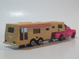 Vintage Majorette Camping Car Truck Pink and 5th Wheel Trailer Camping Car Deluxe Cream White Die Cast Toy Car Vehicle Set No. 278 & No. 313 1/60 Scale