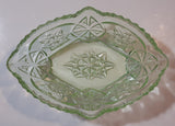 Vintage Lime Green Pressed Glass Serving Dish
